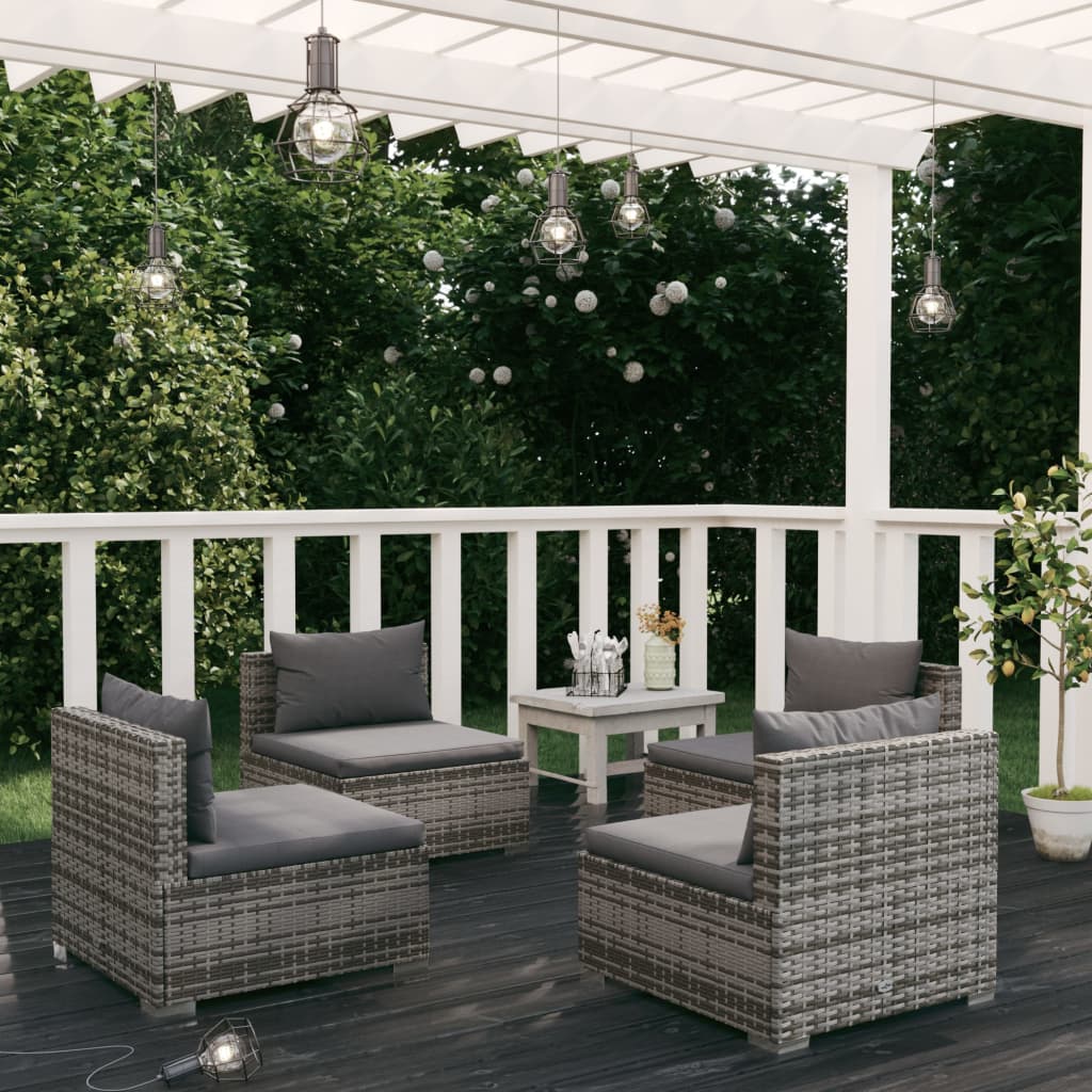 9-Tlg. Garten-Lounge-Set Mit Kissen Poly Rattan Schwarz