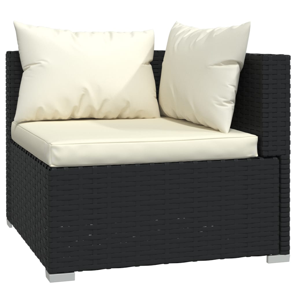 9-Tlg. Garten-Lounge-Set Mit Kissen Poly Rattan Schwarz