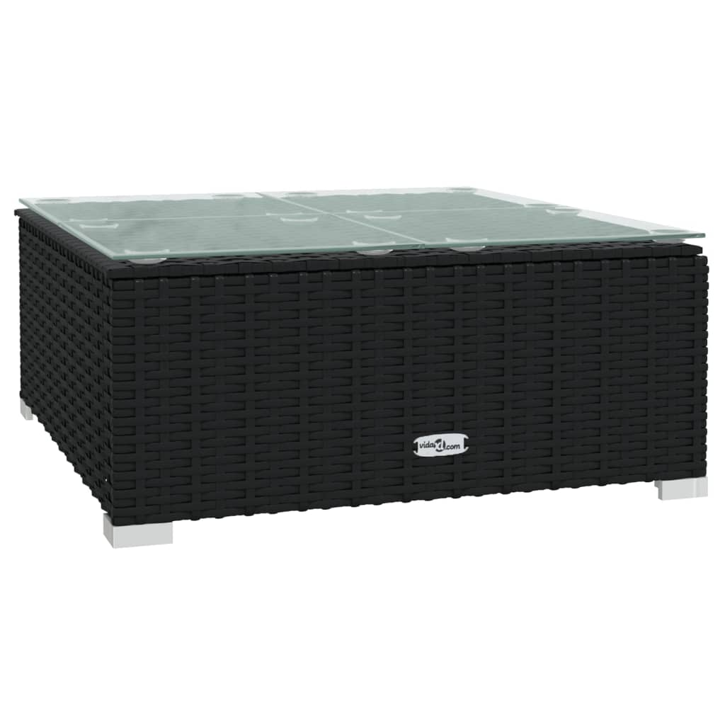 9-Tlg. Garten-Lounge-Set Mit Kissen Poly Rattan Schwarz