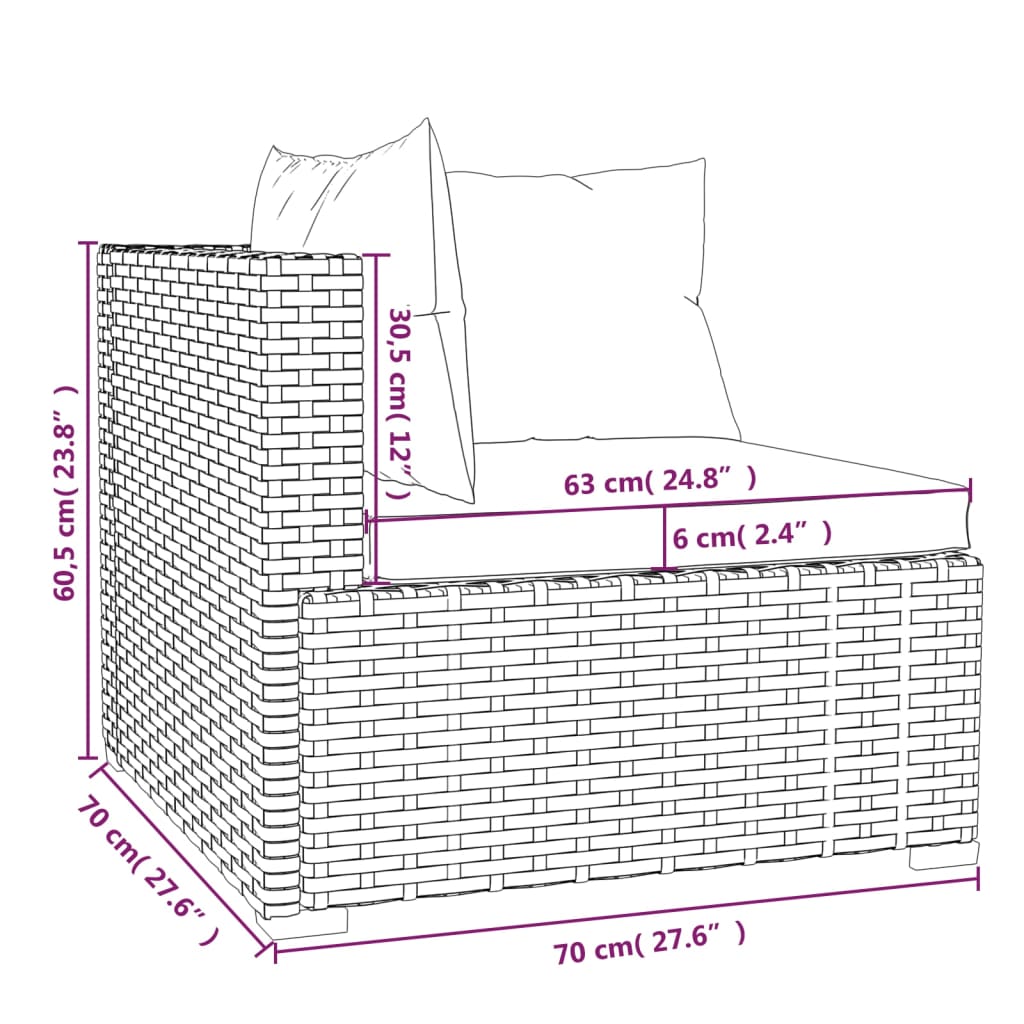 9-Tlg. Garten-Lounge-Set Mit Kissen Poly Rattan Schwarz