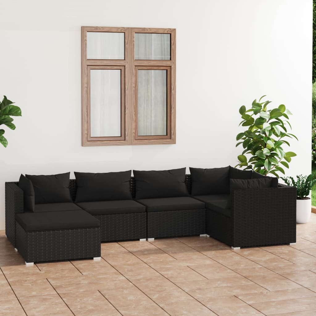 6-Tlg. Garten-Lounge-Set Mit Kissen Poly Rattan Braun
