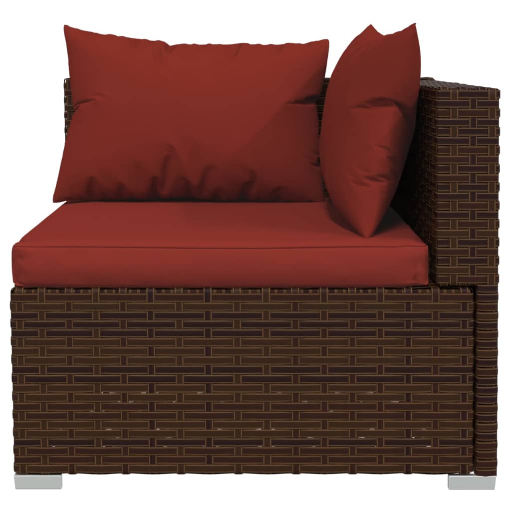 6-Tlg. Garten-Lounge-Set Mit Kissen Poly Rattan Braun