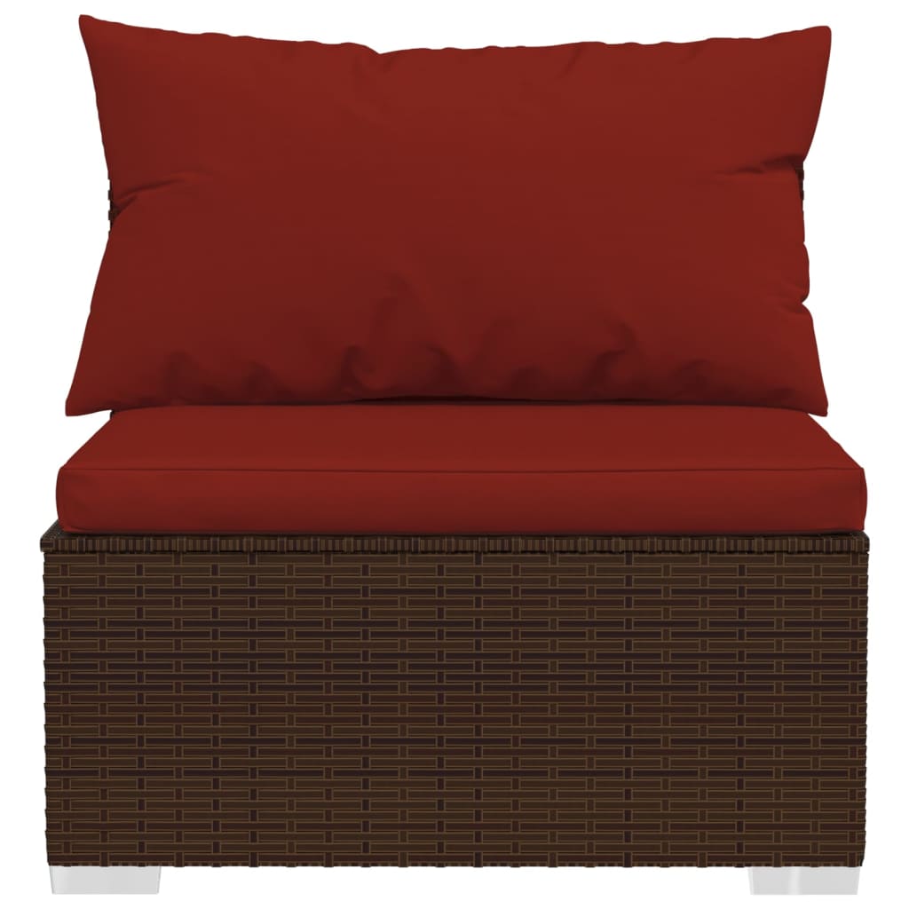 6-Tlg. Garten-Lounge-Set Mit Kissen Poly Rattan Braun