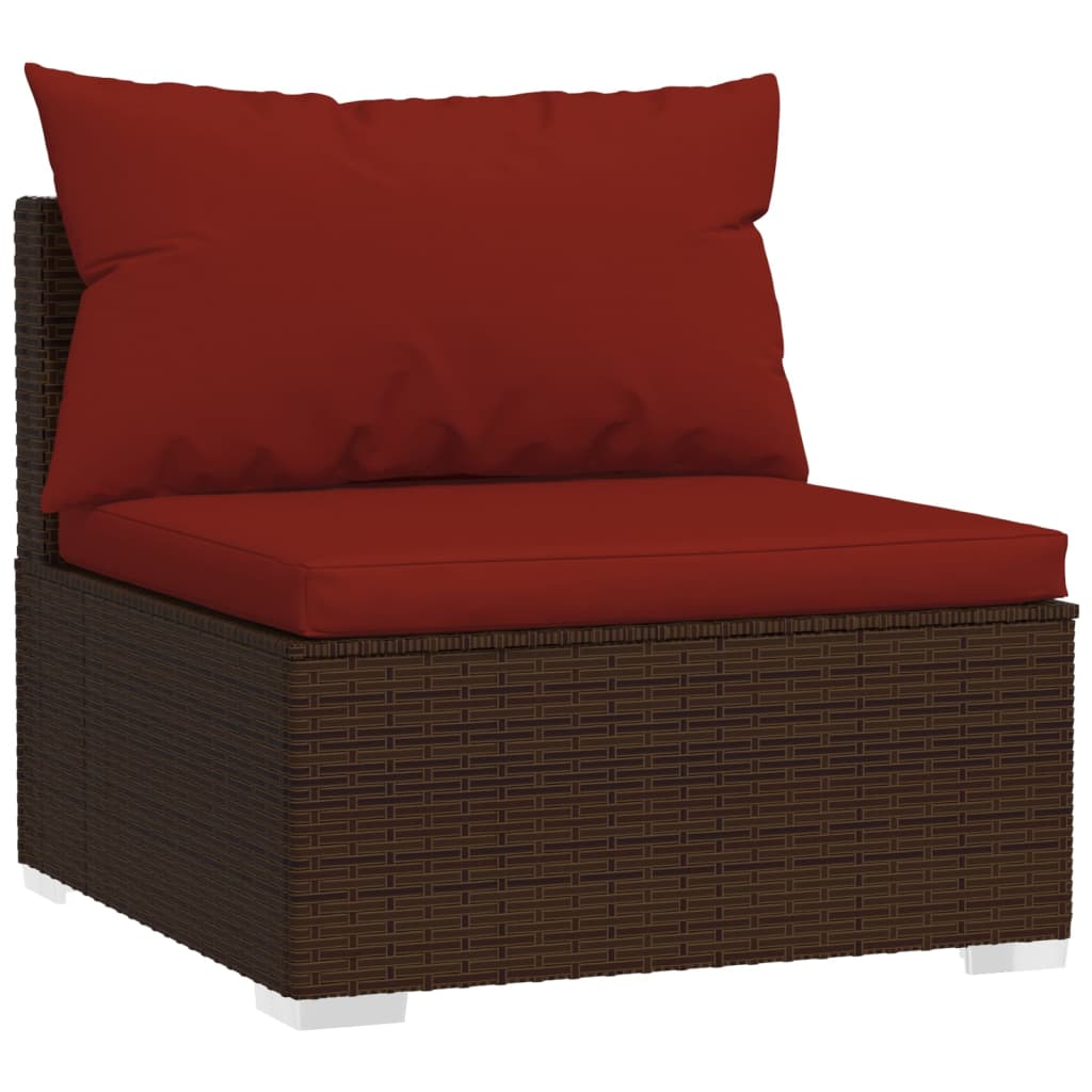 6-Tlg. Garten-Lounge-Set Mit Kissen Poly Rattan Braun
