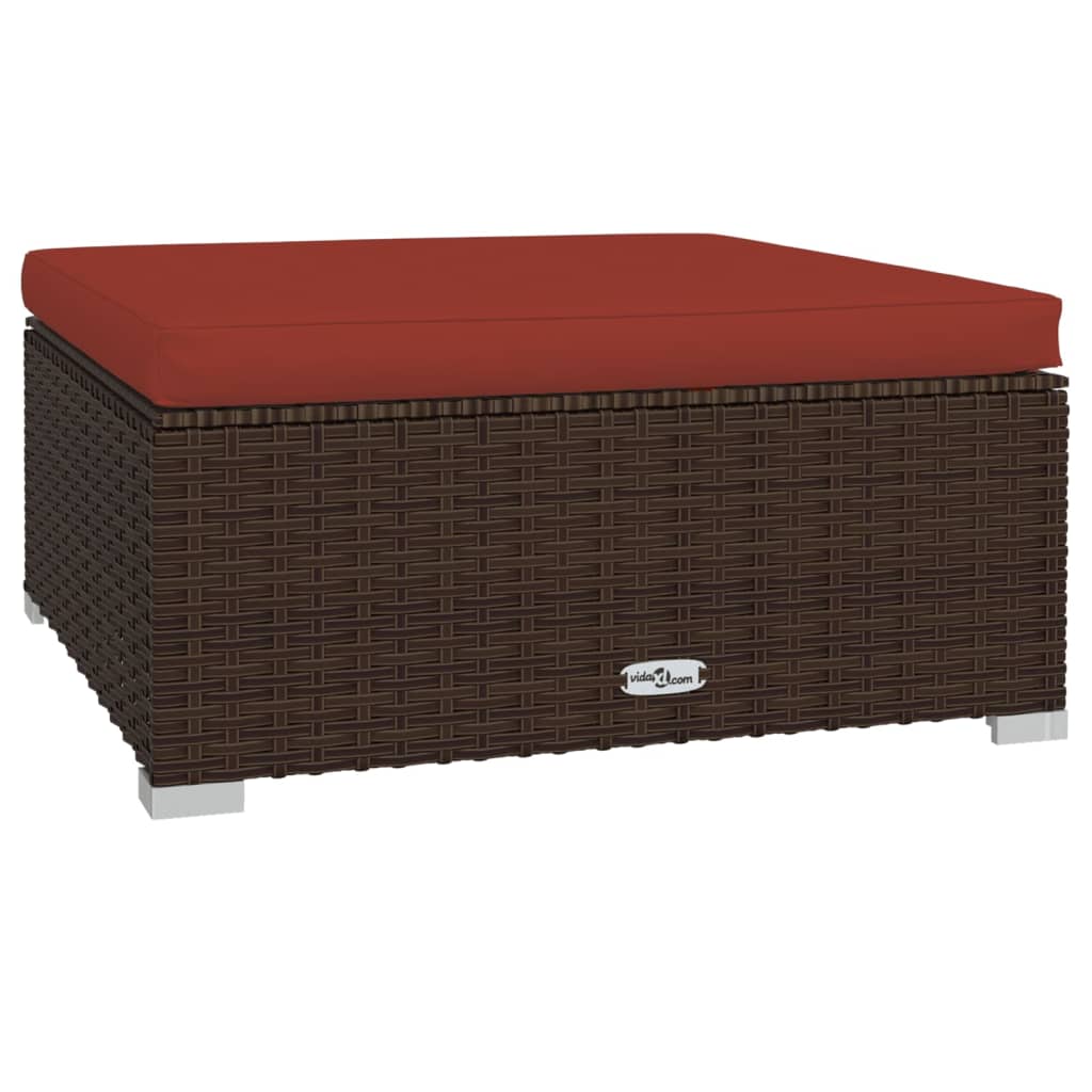6-Tlg. Garten-Lounge-Set Mit Kissen Poly Rattan Braun