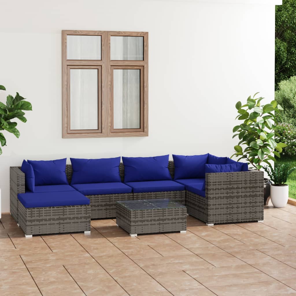 6-Tlg. Garten-Lounge-Set Mit Kissen Poly Rattan Braun