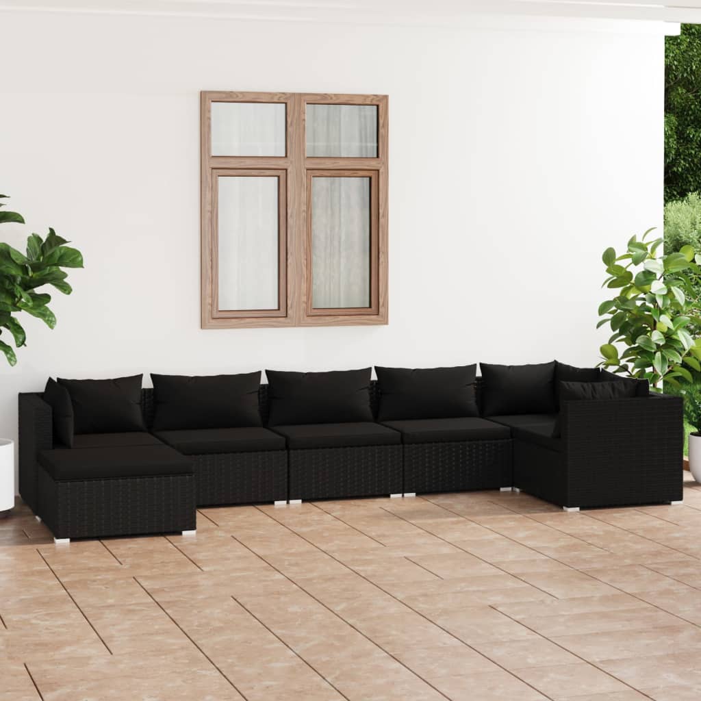 6-Tlg. Garten-Lounge-Set Mit Kissen Poly Rattan Braun