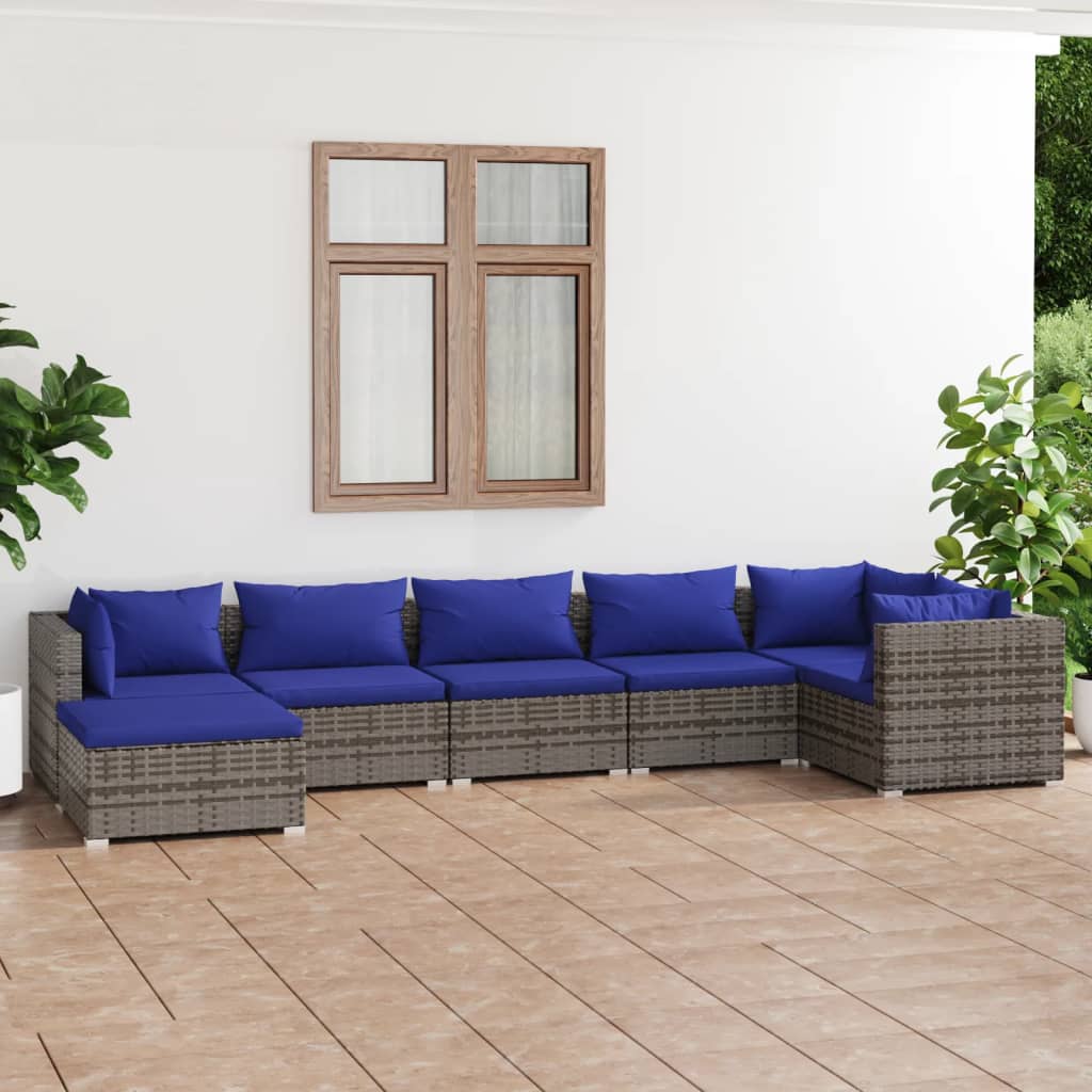 6-Tlg. Garten-Lounge-Set Mit Kissen Poly Rattan Braun