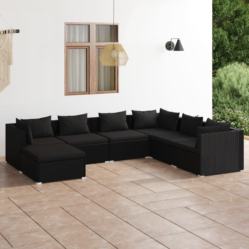6-Tlg. Garten-Lounge-Set Mit Kissen Poly Rattan Braun