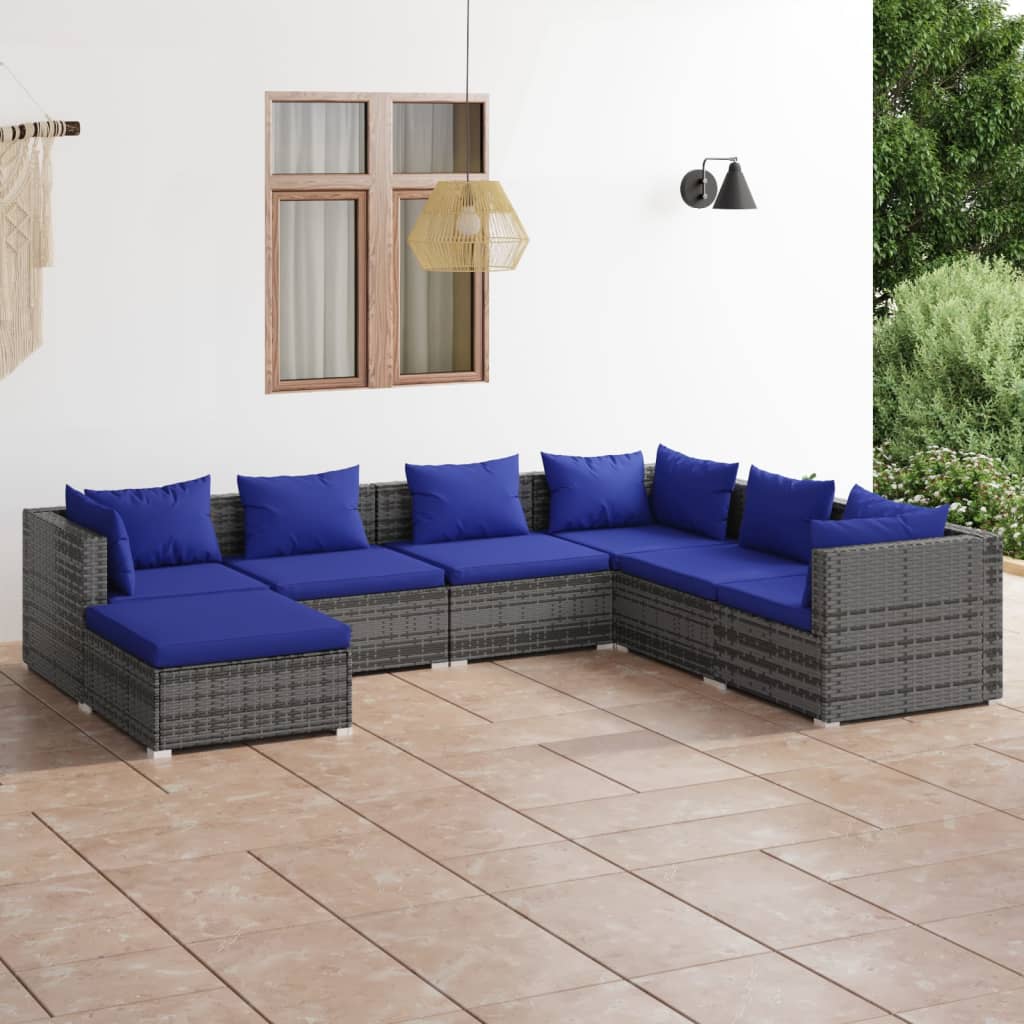 6-Tlg. Garten-Lounge-Set Mit Kissen Poly Rattan Braun