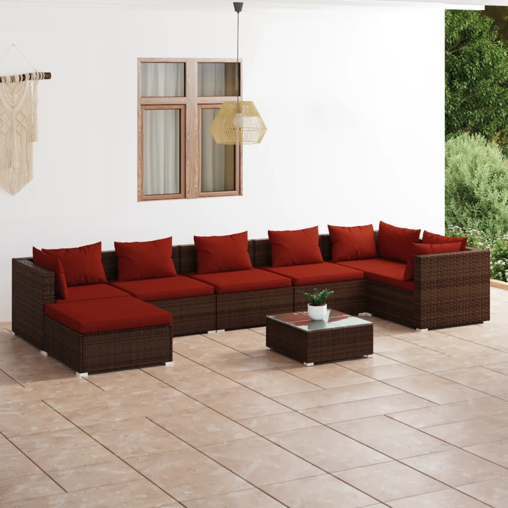 6-Tlg. Garten-Lounge-Set Mit Kissen Poly Rattan Braun