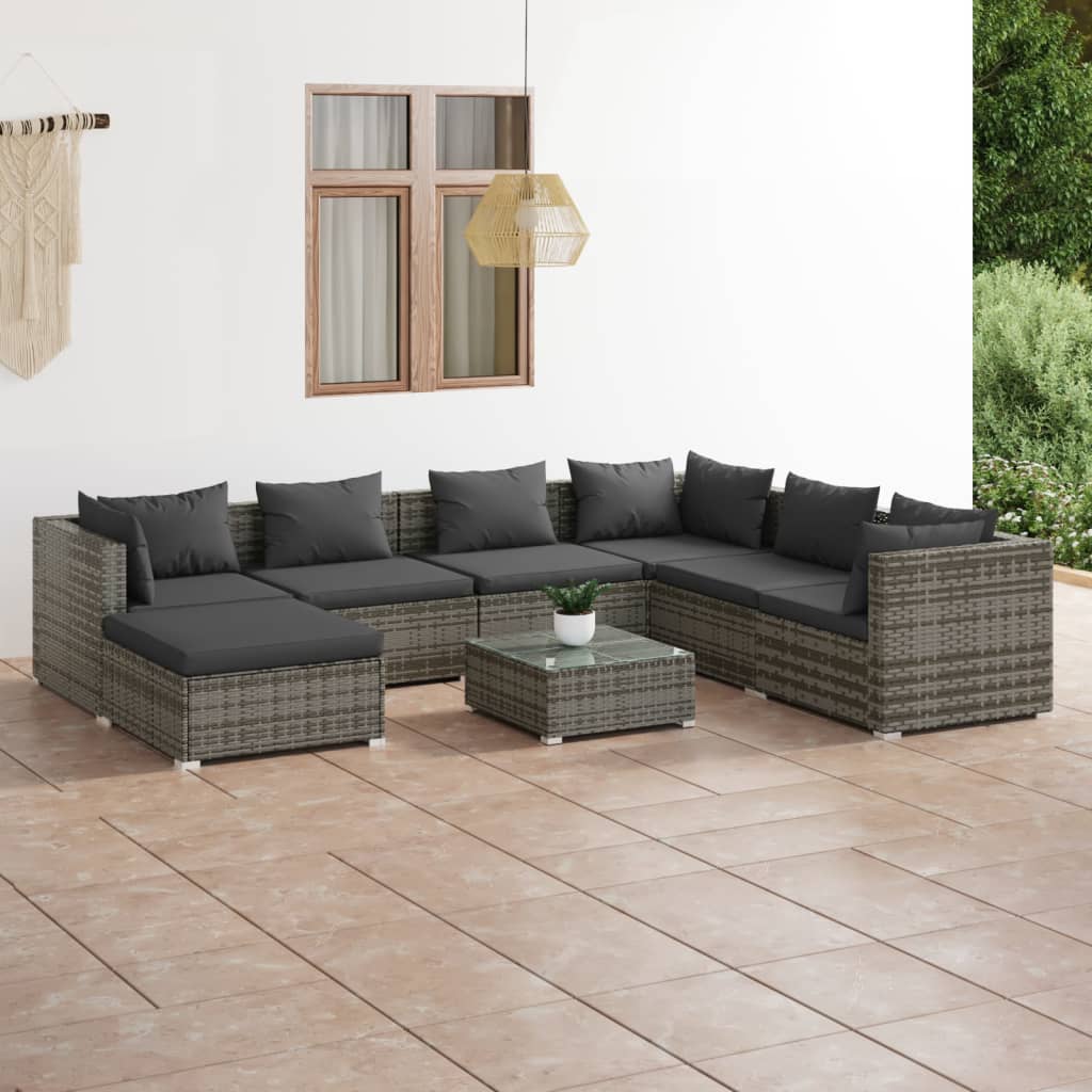 6-Tlg. Garten-Lounge-Set Mit Kissen Poly Rattan Braun