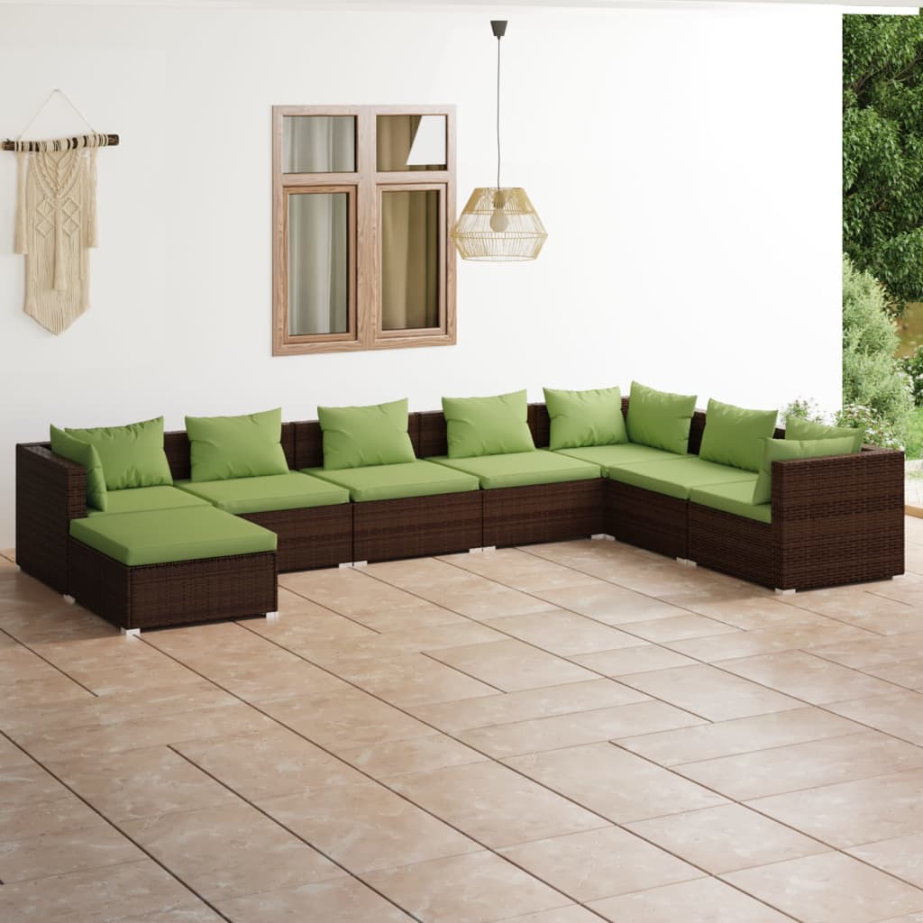 6-Tlg. Garten-Lounge-Set Mit Kissen Poly Rattan Braun