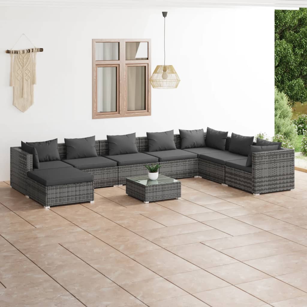 6-Tlg. Garten-Lounge-Set Mit Kissen Poly Rattan Braun