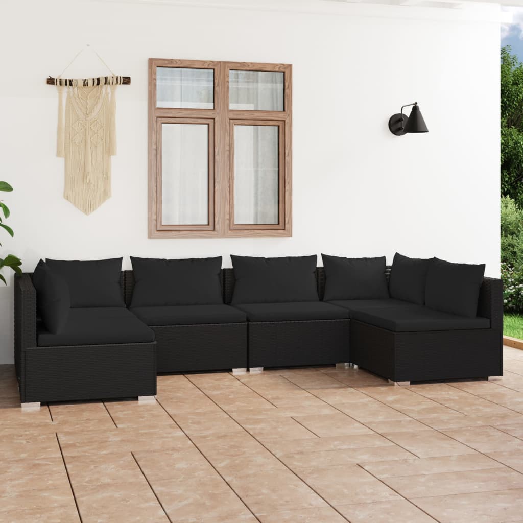 6-Tlg. Garten-Lounge-Set Mit Kissen Poly Rattan Braun
