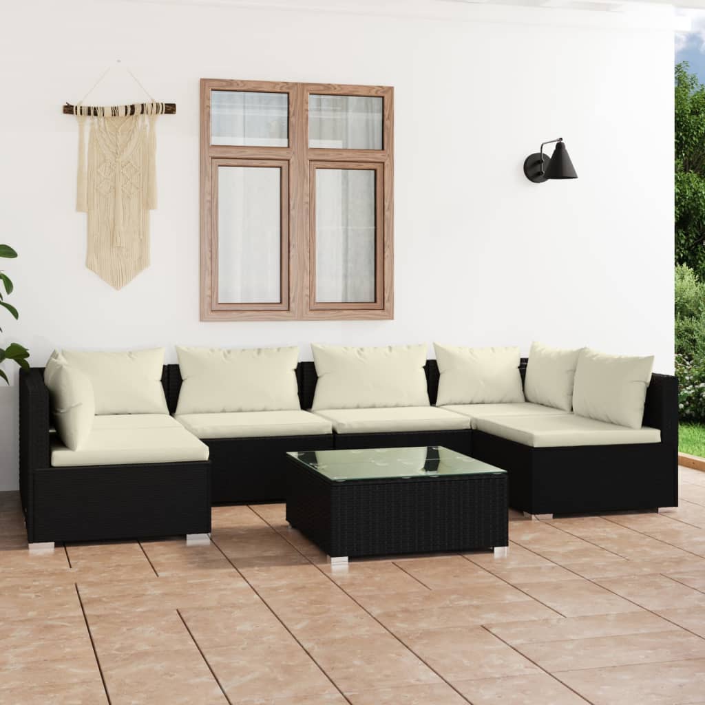 6-Tlg. Garten-Lounge-Set Mit Kissen Poly Rattan Braun