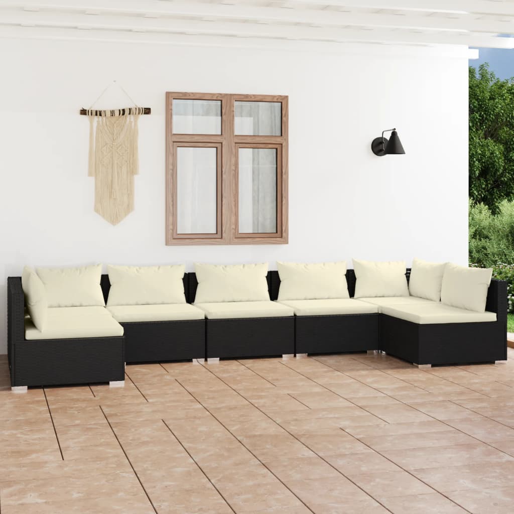 6-Tlg. Garten-Lounge-Set Mit Kissen Poly Rattan Braun