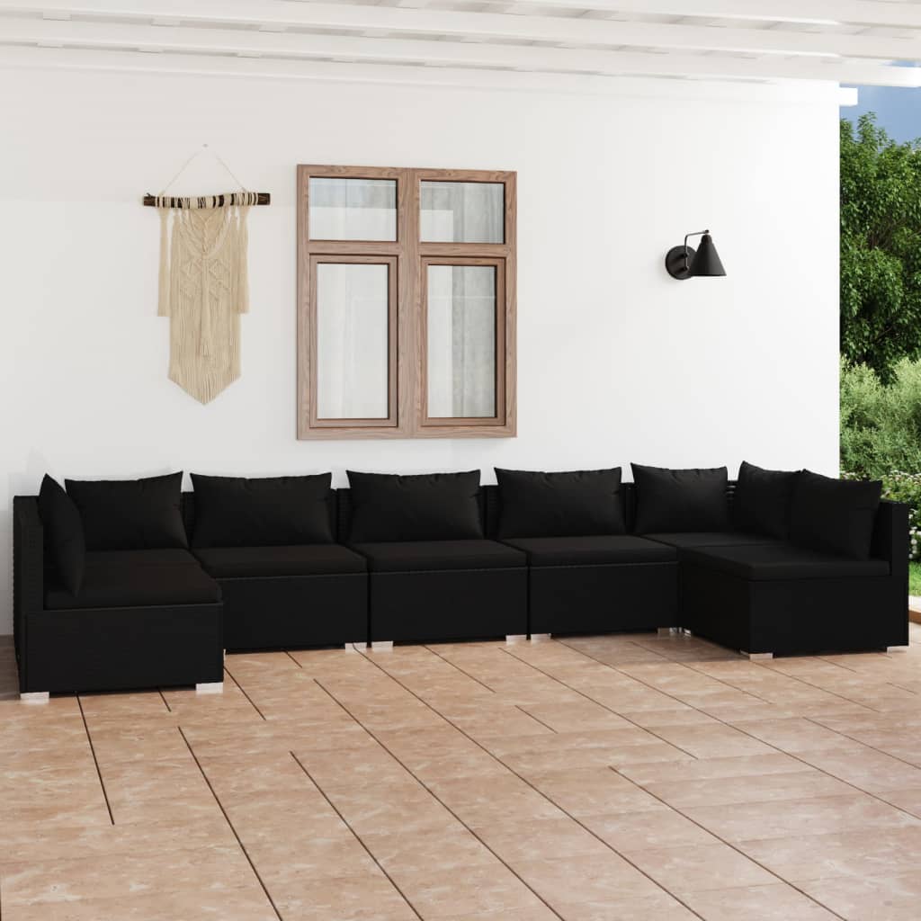 6-Tlg. Garten-Lounge-Set Mit Kissen Poly Rattan Braun