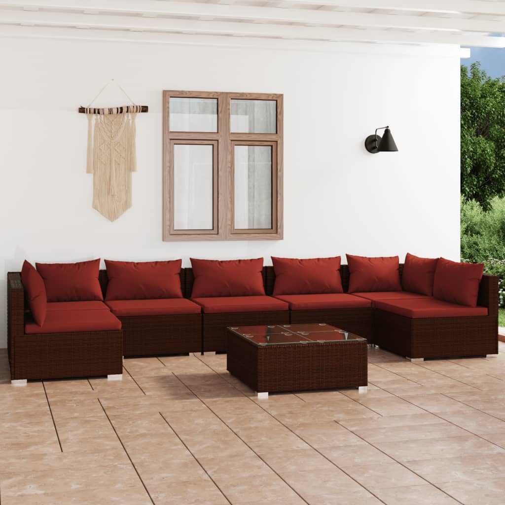 6-Tlg. Garten-Lounge-Set Mit Kissen Poly Rattan Braun