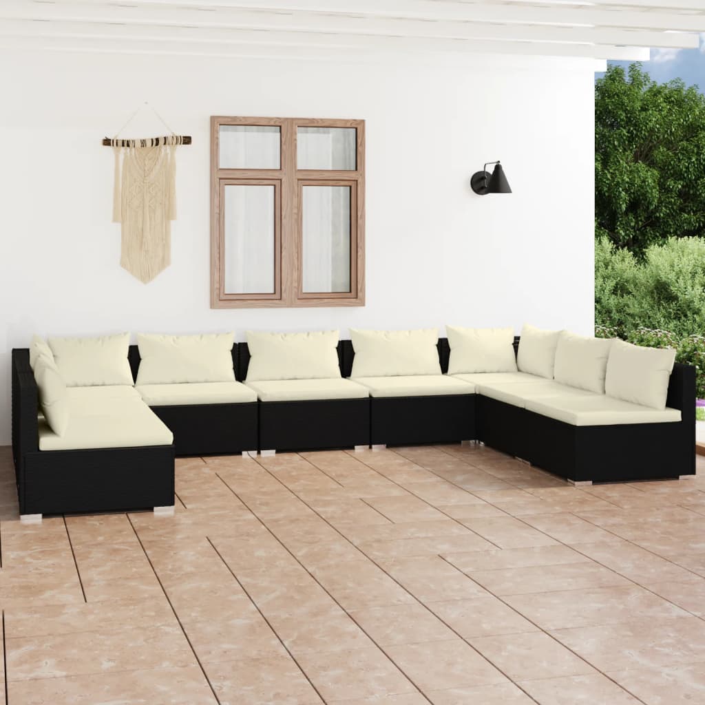 6-Tlg. Garten-Lounge-Set Mit Kissen Poly Rattan Braun
