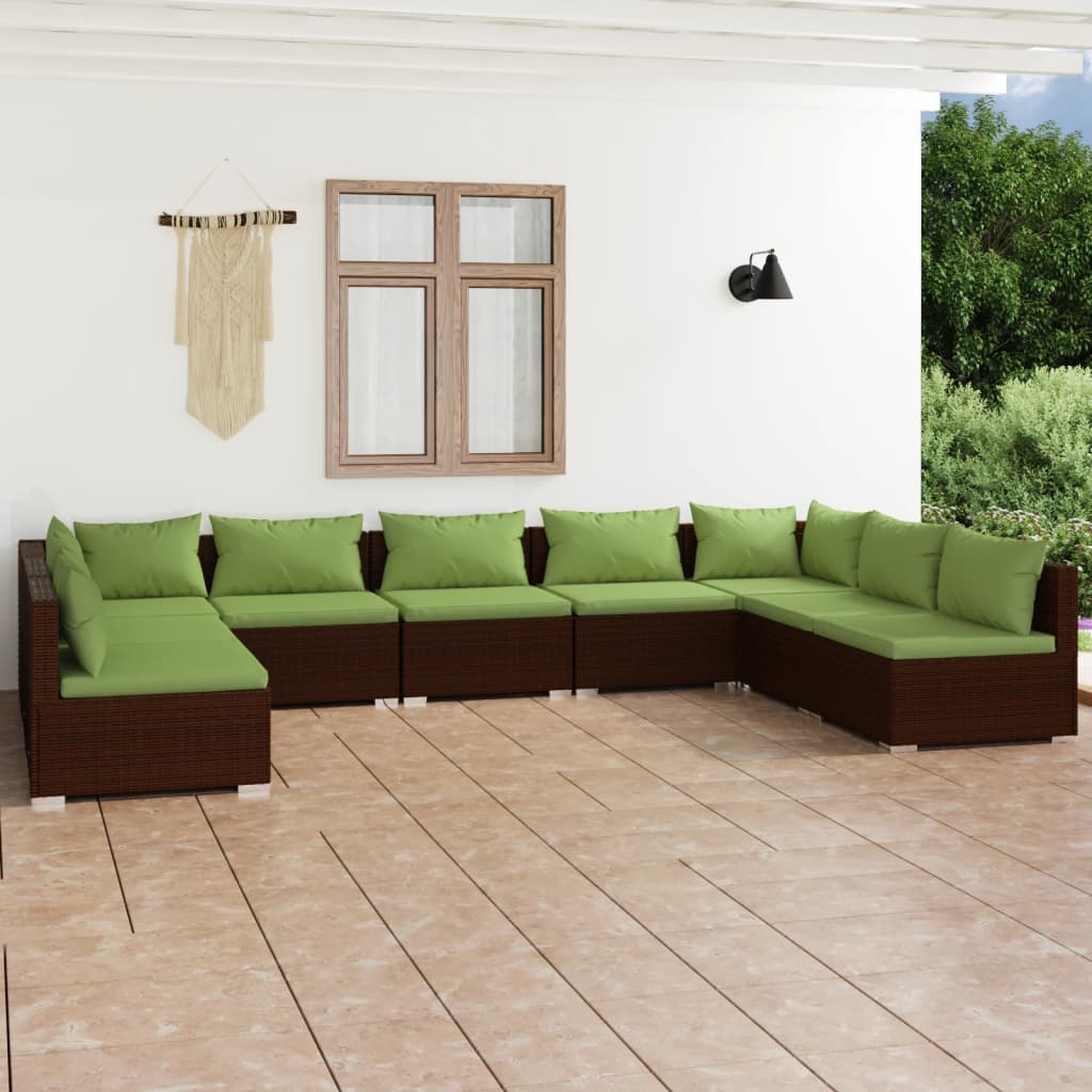 6-Tlg. Garten-Lounge-Set Mit Kissen Poly Rattan Braun