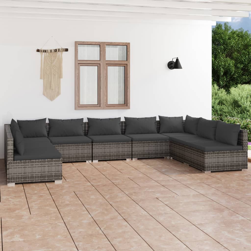 6-Tlg. Garten-Lounge-Set Mit Kissen Poly Rattan Braun