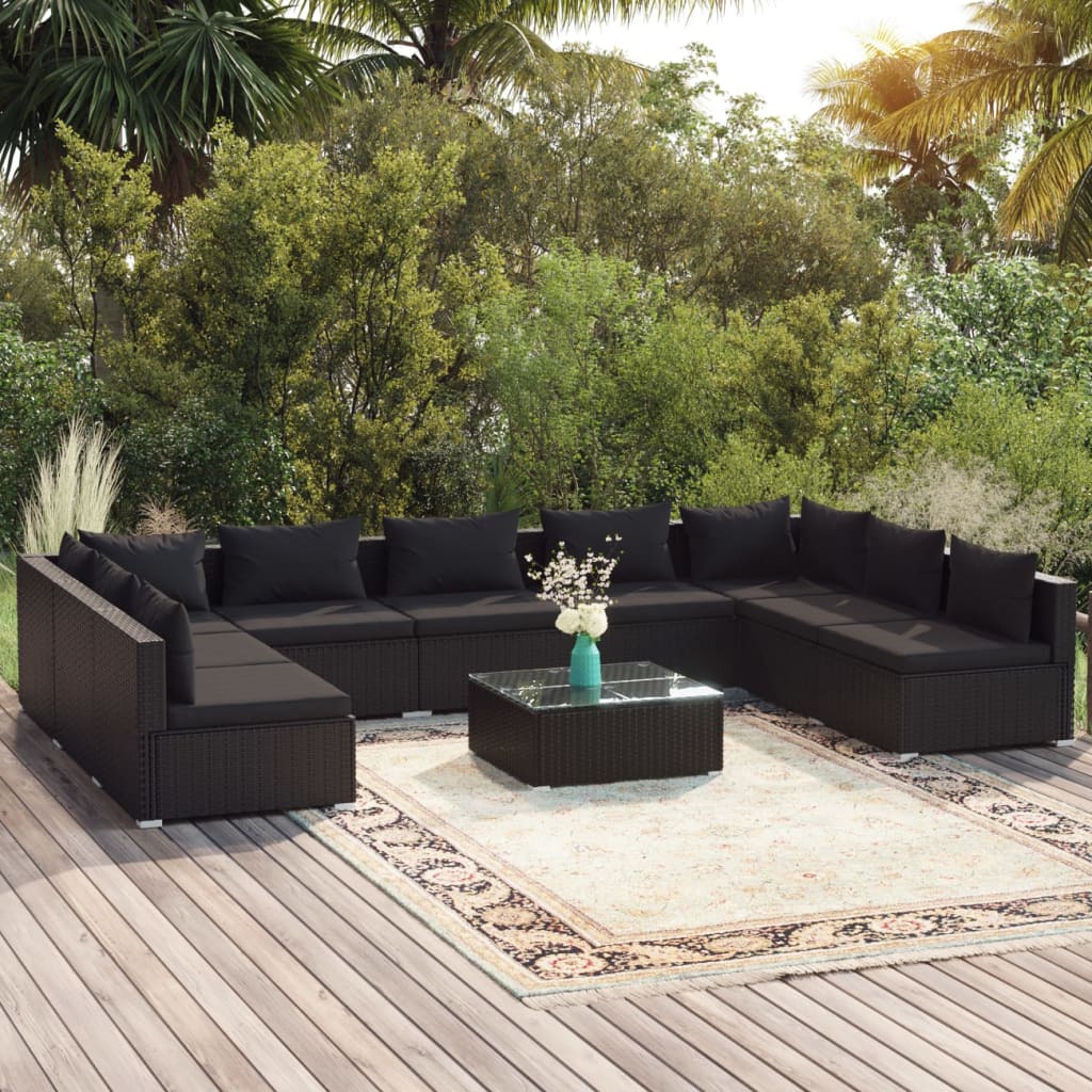 6-Tlg. Garten-Lounge-Set Mit Kissen Poly Rattan Braun