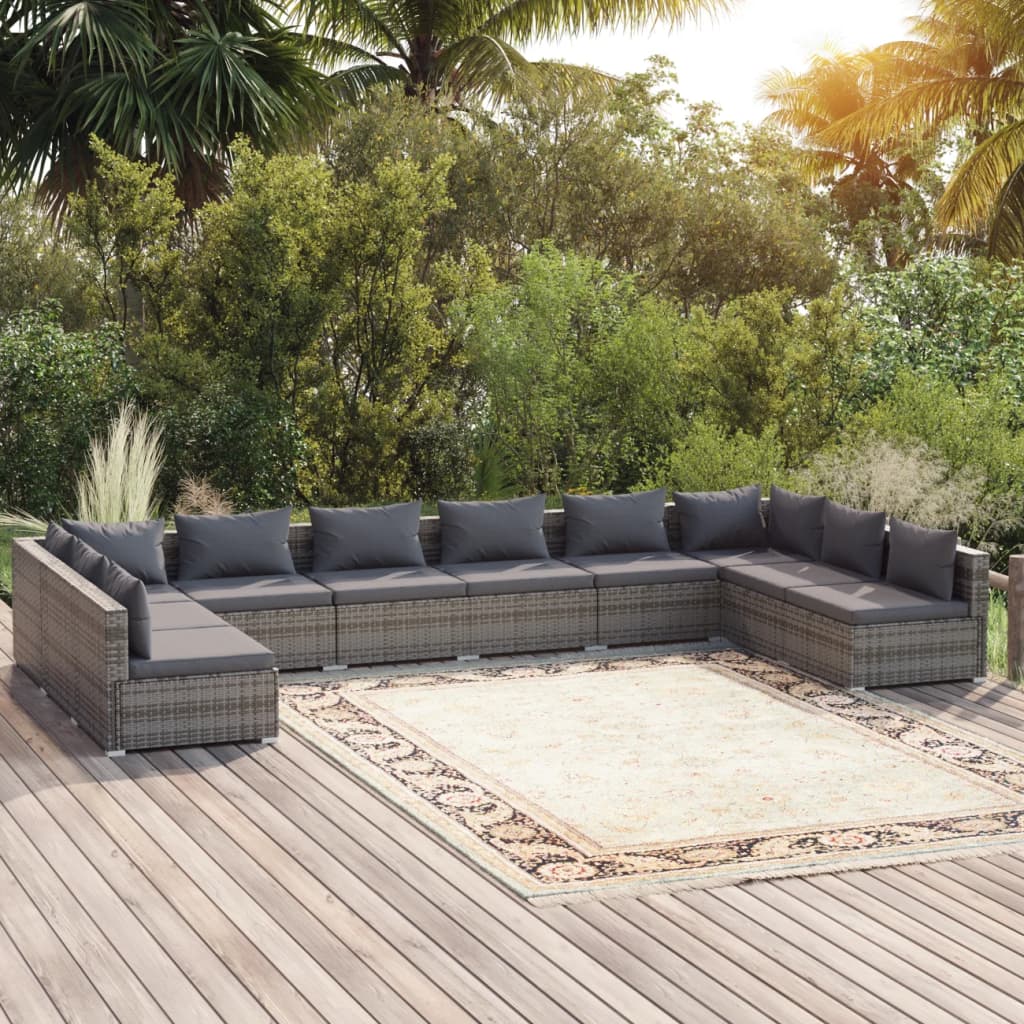 6-Tlg. Garten-Lounge-Set Mit Kissen Poly Rattan Braun