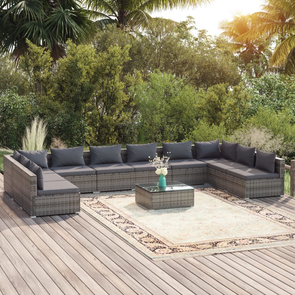 6-Tlg. Garten-Lounge-Set Mit Kissen Poly Rattan Braun