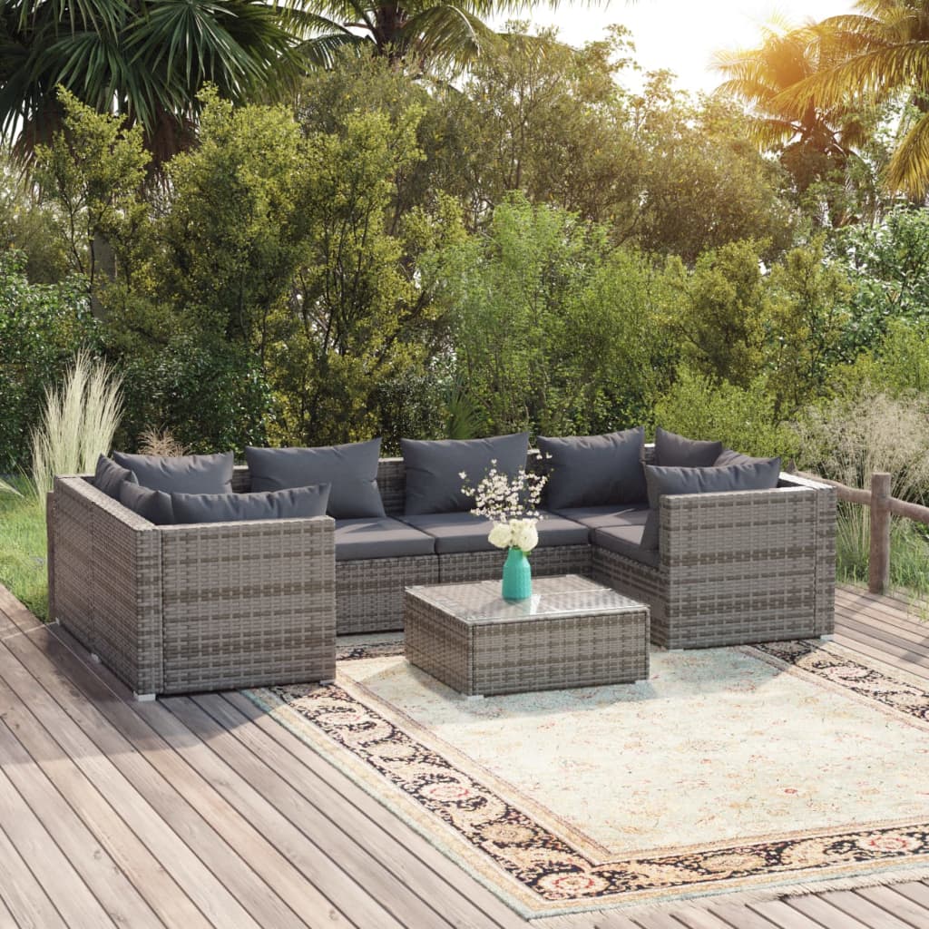 6-Tlg. Garten-Lounge-Set Mit Kissen Poly Rattan Braun