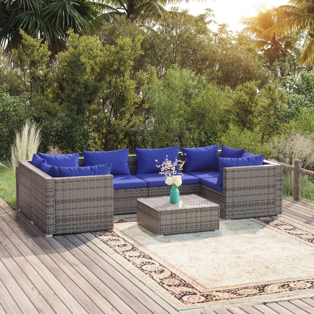 6-Tlg. Garten-Lounge-Set Mit Kissen Poly Rattan Braun