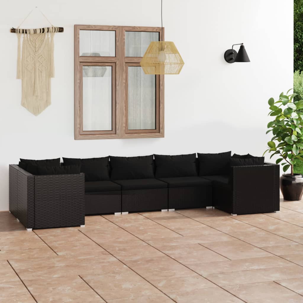 6-Tlg. Garten-Lounge-Set Mit Kissen Poly Rattan Braun