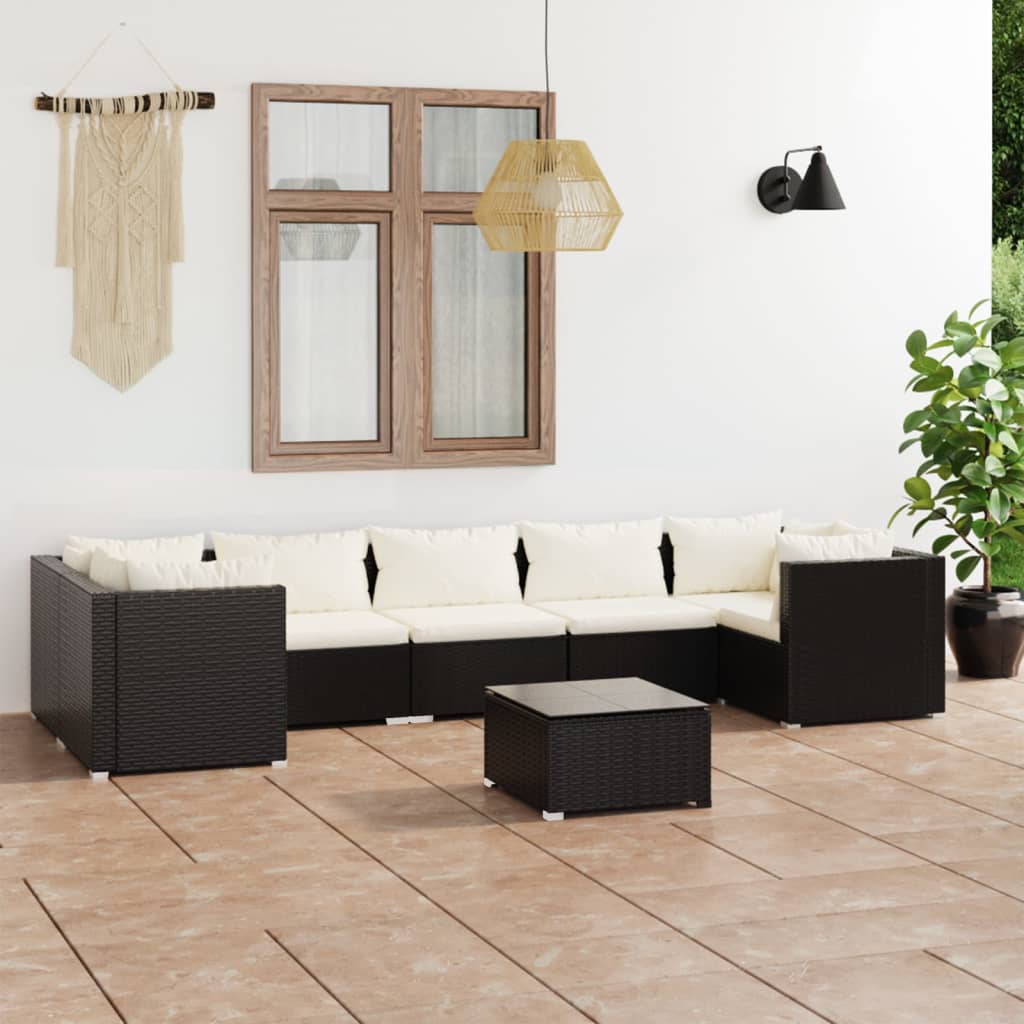 6-Tlg. Garten-Lounge-Set Mit Kissen Poly Rattan Braun