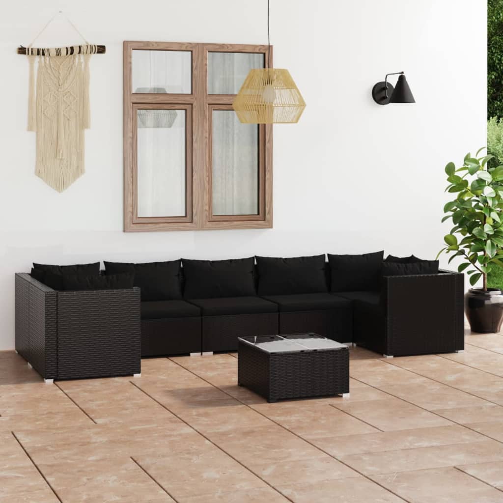 6-Tlg. Garten-Lounge-Set Mit Kissen Poly Rattan Braun