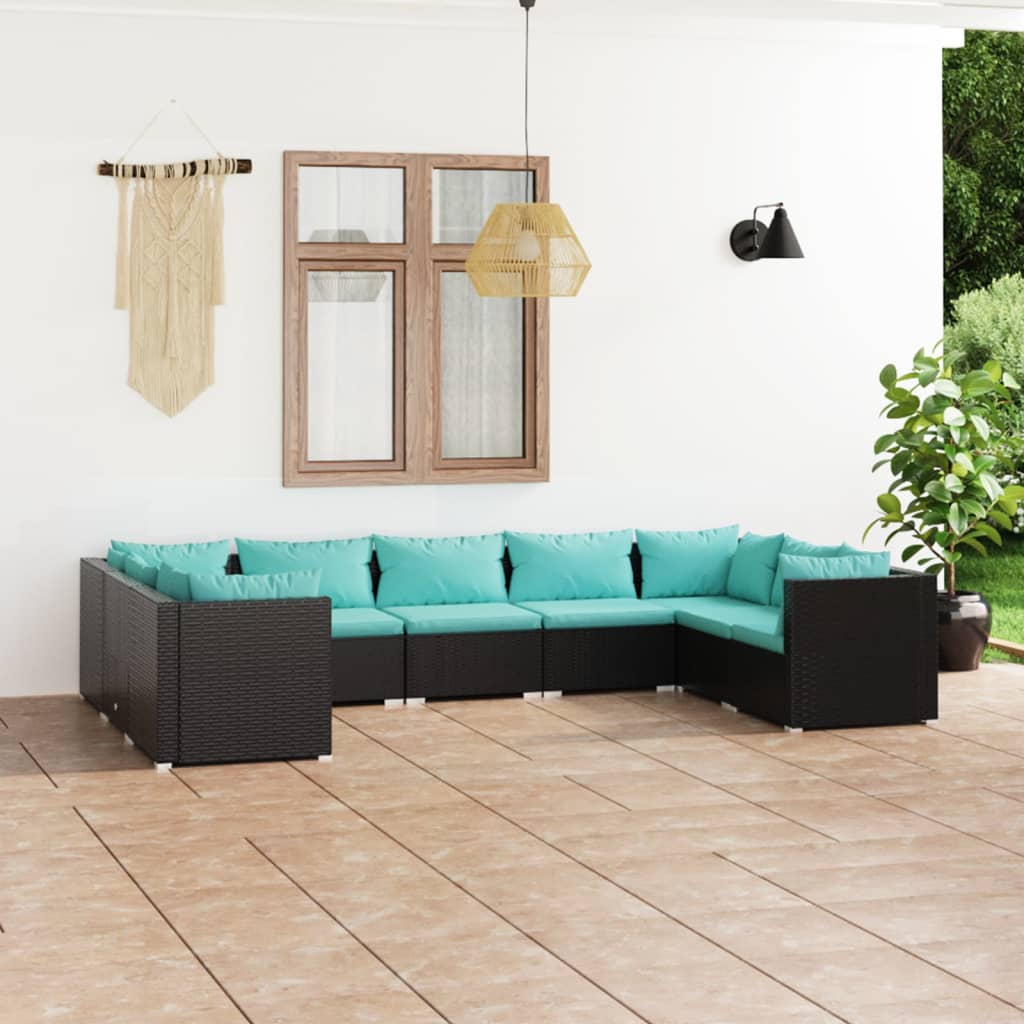 6-Tlg. Garten-Lounge-Set Mit Kissen Poly Rattan Braun