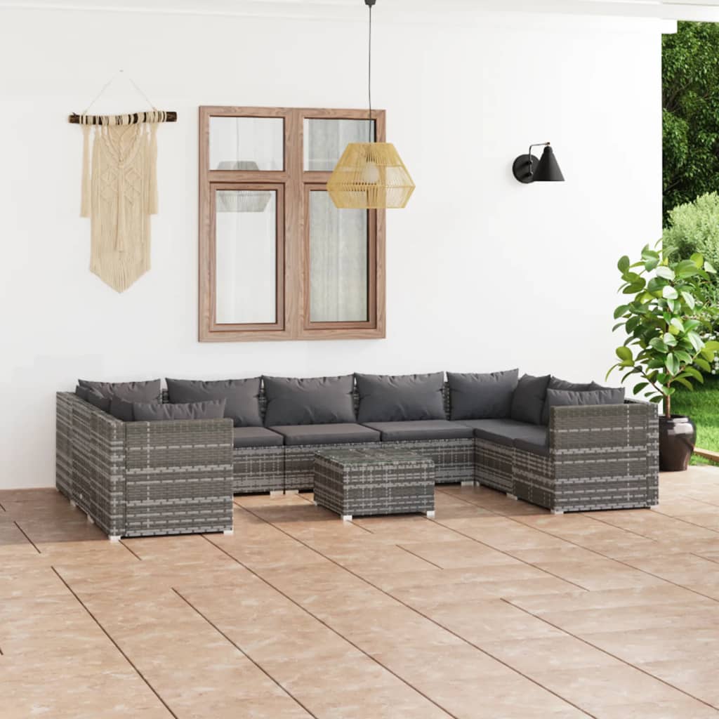 6-Tlg. Garten-Lounge-Set Mit Kissen Poly Rattan Braun