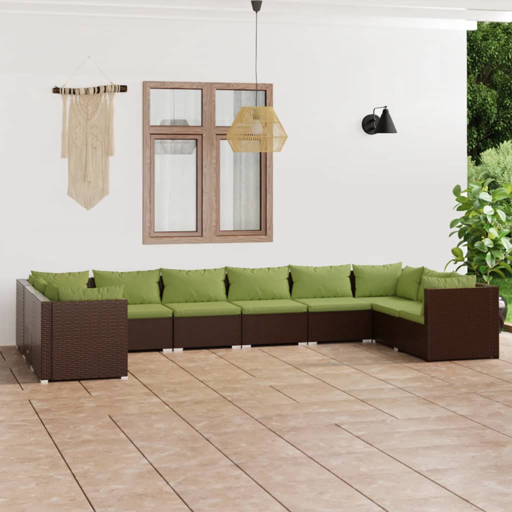 6-Tlg. Garten-Lounge-Set Mit Kissen Poly Rattan Braun
