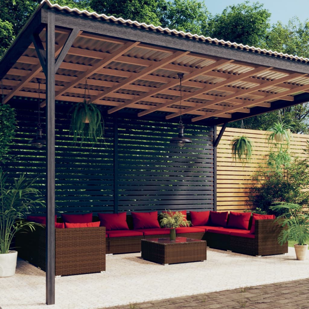 6-Tlg. Garten-Lounge-Set Mit Kissen Poly Rattan Braun