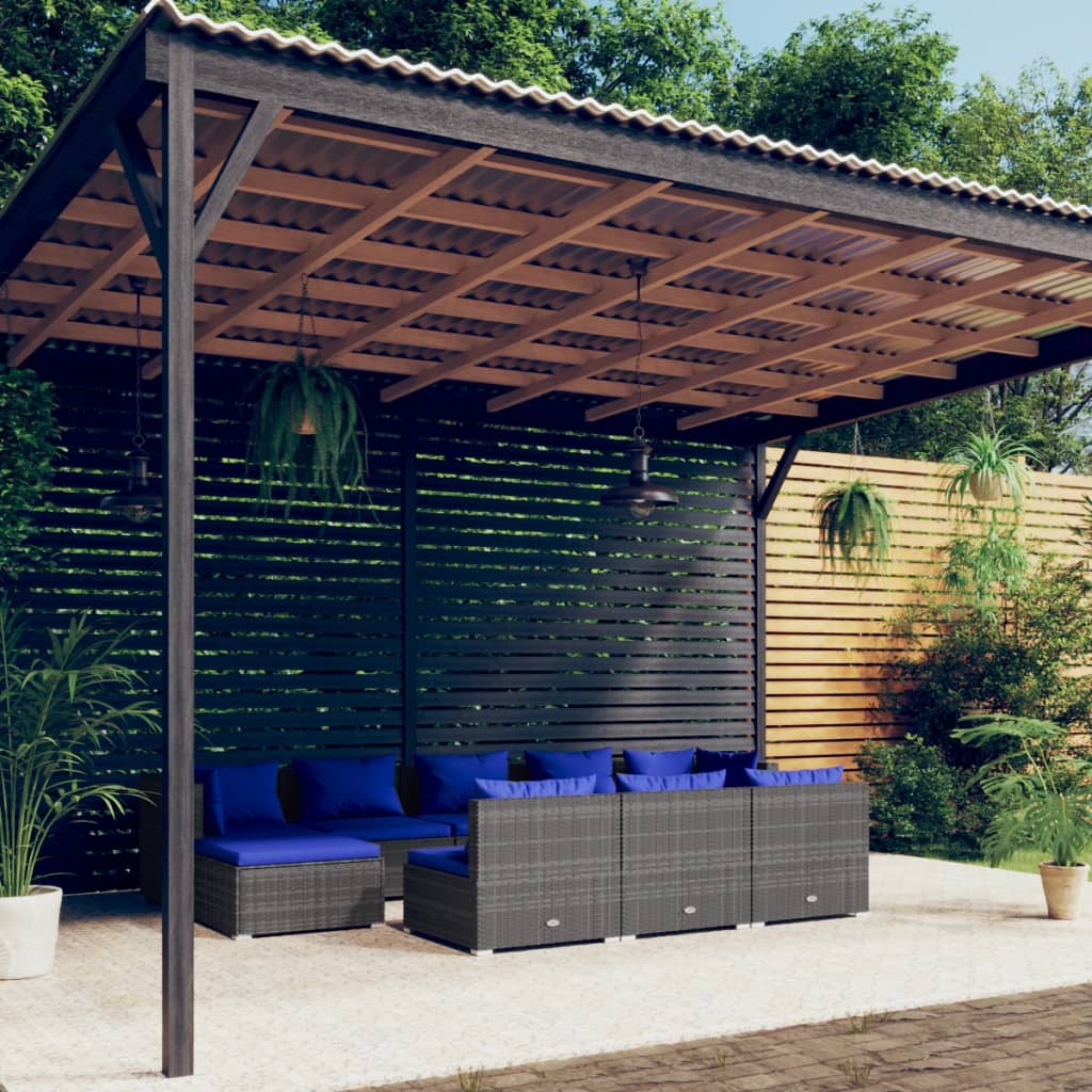 10-Tlg. Garten-Lounge-Set Mit Kissen Braun Poly Rattan
