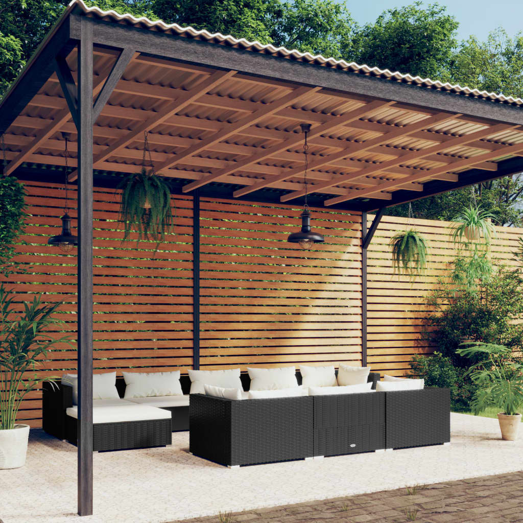 10-Tlg. Garten-Lounge-Set Mit Kissen Braun Poly Rattan