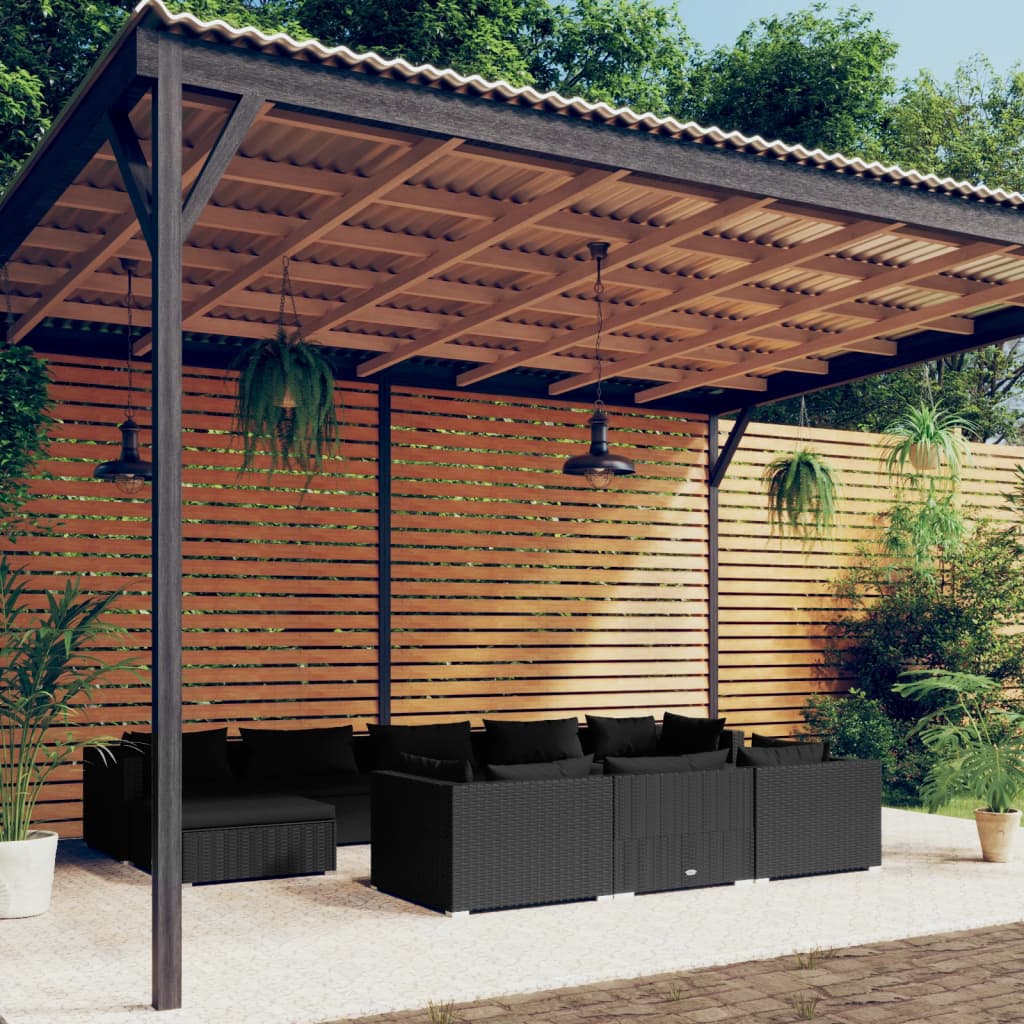 10-Tlg. Garten-Lounge-Set Mit Kissen Braun Poly Rattan