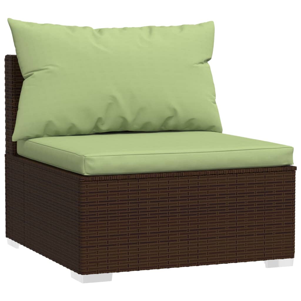 10-Tlg. Garten-Lounge-Set Mit Kissen Braun Poly Rattan
