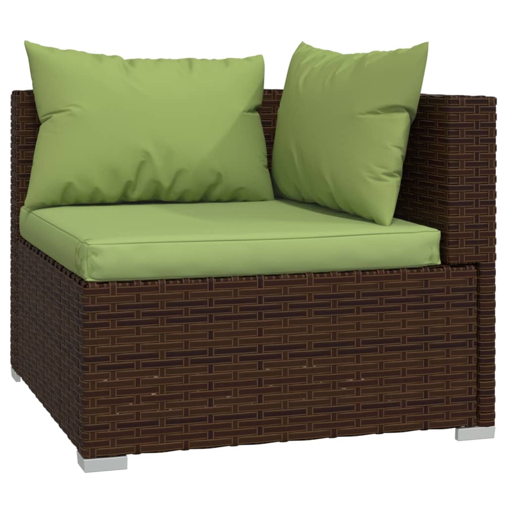 10-Tlg. Garten-Lounge-Set Mit Kissen Braun Poly Rattan