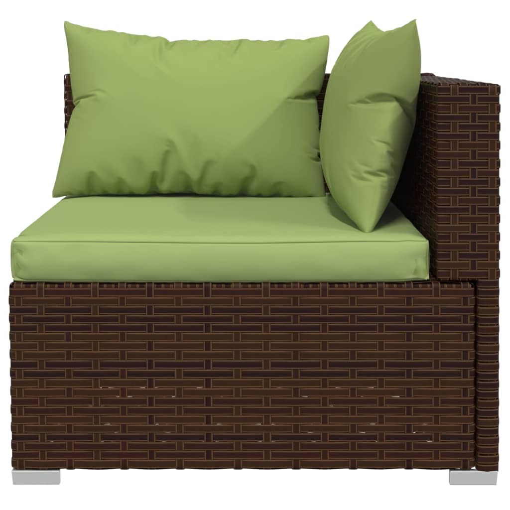 10-Tlg. Garten-Lounge-Set Mit Kissen Braun Poly Rattan