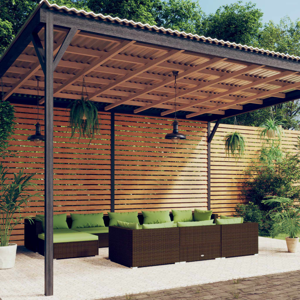 10-Tlg. Garten-Lounge-Set Mit Kissen Braun Poly Rattan