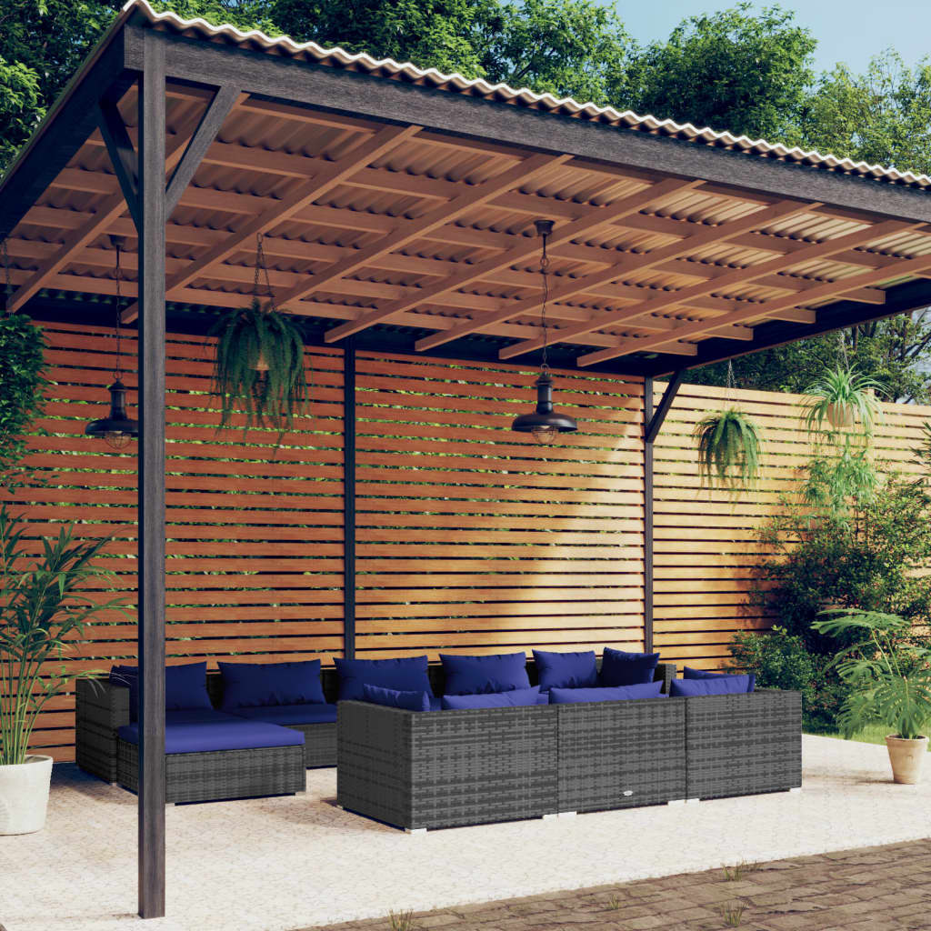 10-Tlg. Garten-Lounge-Set Mit Kissen Braun Poly Rattan