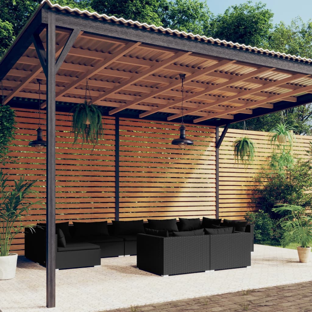 10-Tlg. Garten-Lounge-Set Mit Kissen Braun Poly Rattan