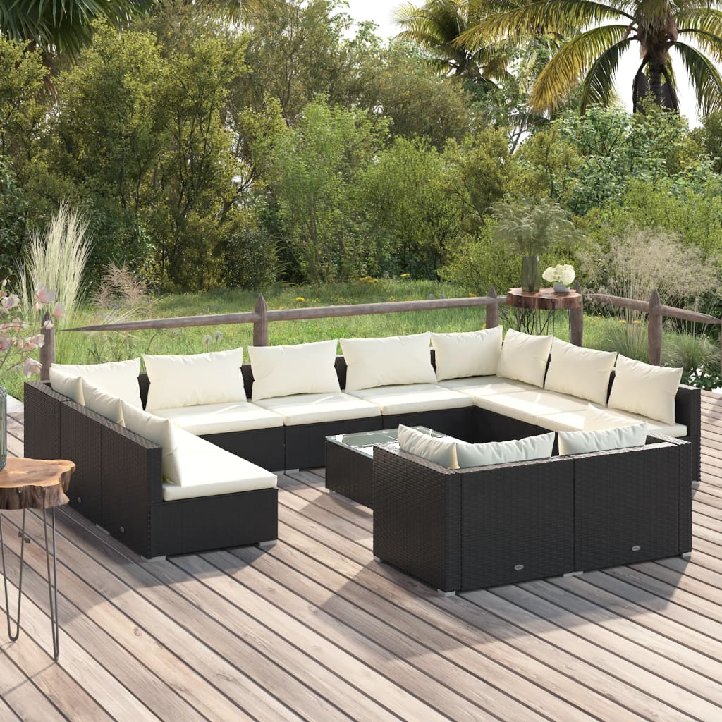 10-Tlg. Garten-Lounge-Set Mit Kissen Braun Poly Rattan
