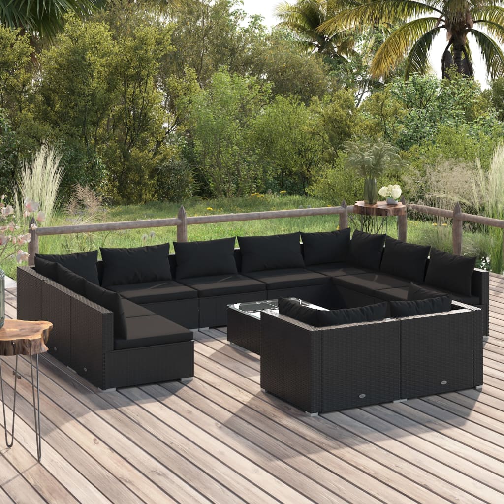 10-Tlg. Garten-Lounge-Set Mit Kissen Braun Poly Rattan