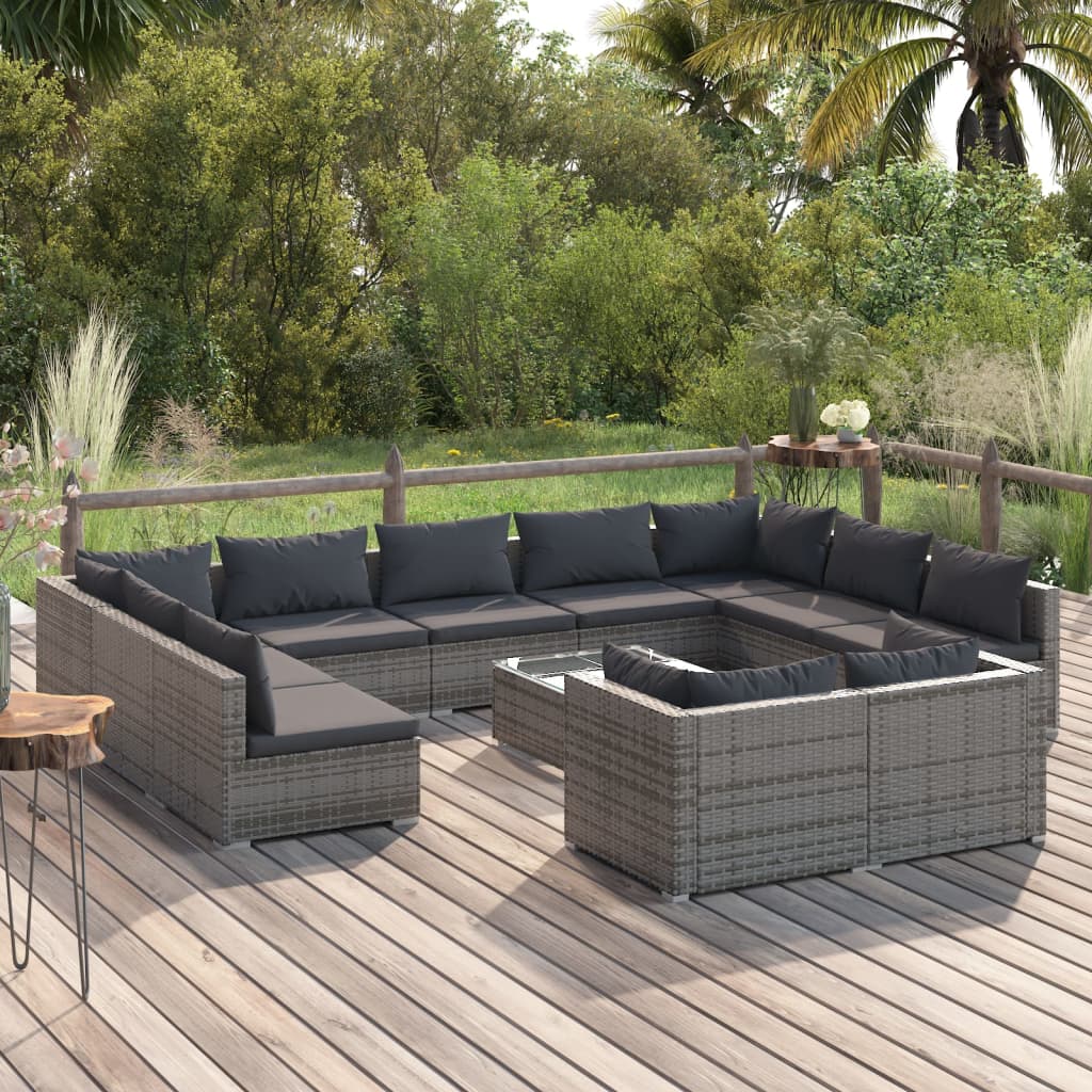 10-Tlg. Garten-Lounge-Set Mit Kissen Braun Poly Rattan